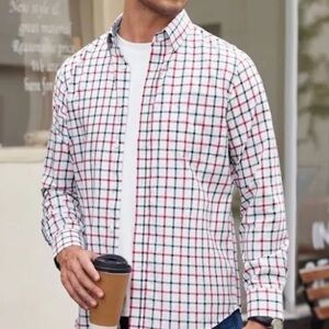 Beverly Hills Polo Club Red and Blue Casual Button Down Shirt